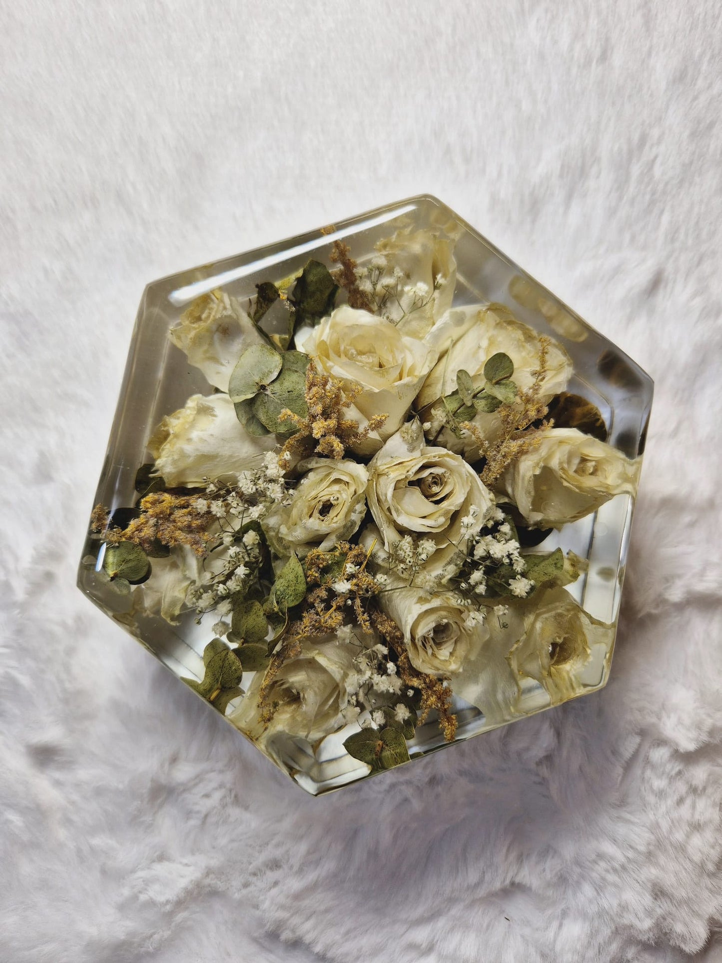 Bridal bouquet preservation - hexagonal shape