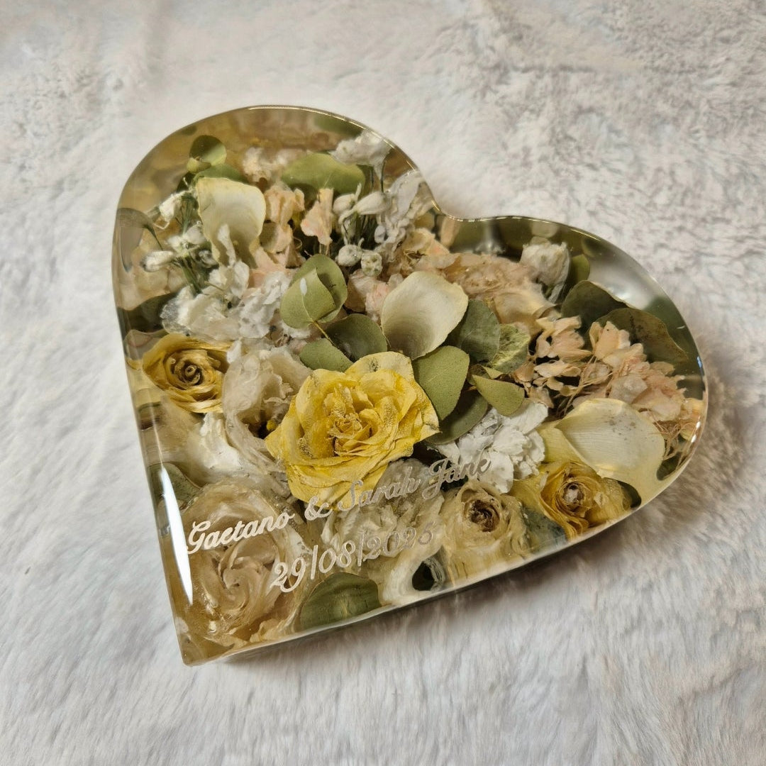 Preserving a bridal bouquet - heart shape