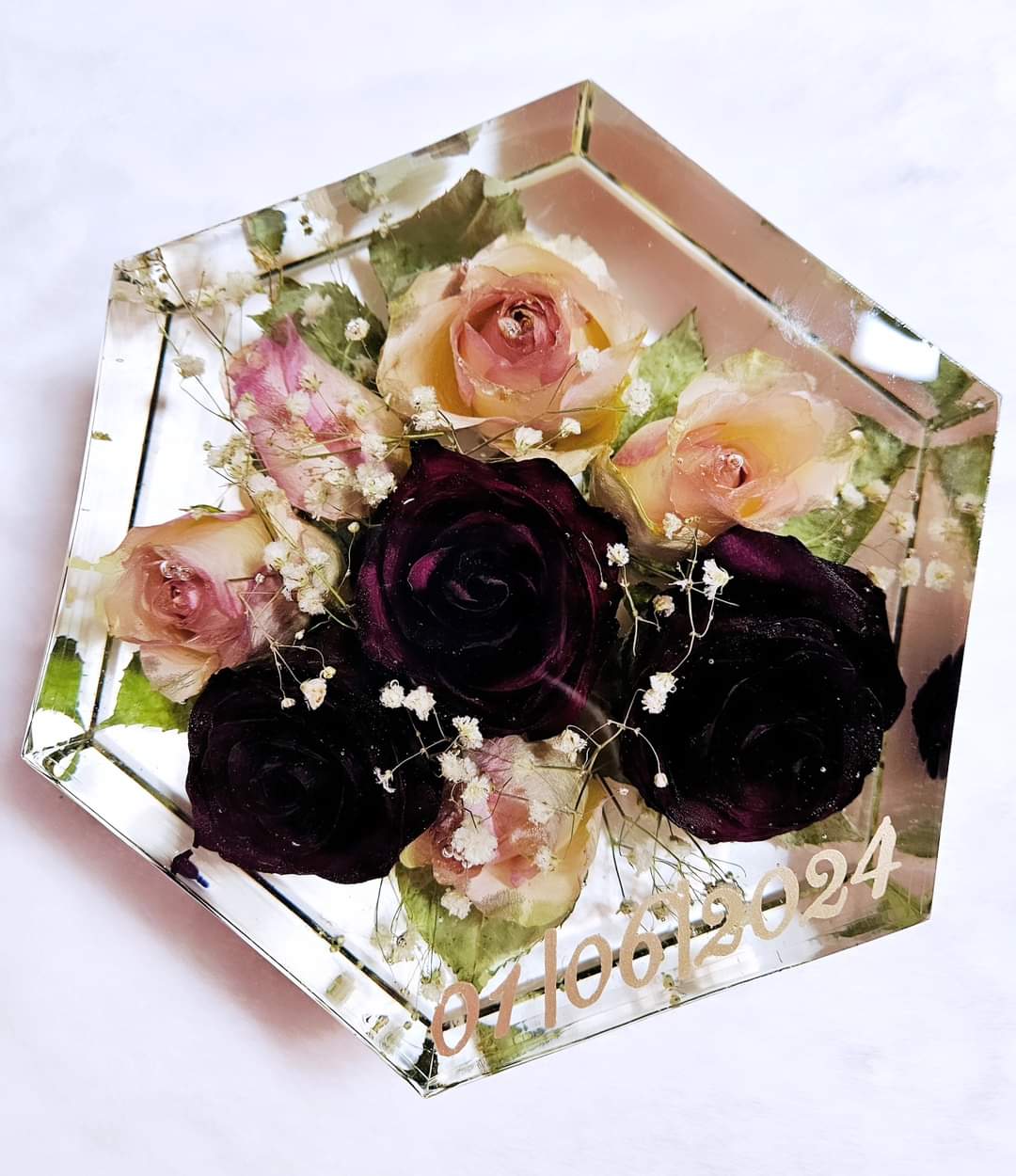 Resin bouquet preservation - hexagonal shape