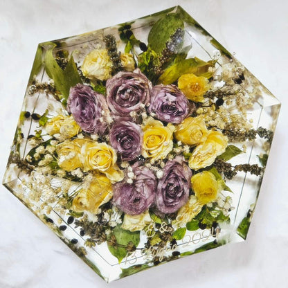 Resin bouquet preservation - hexagonal shape