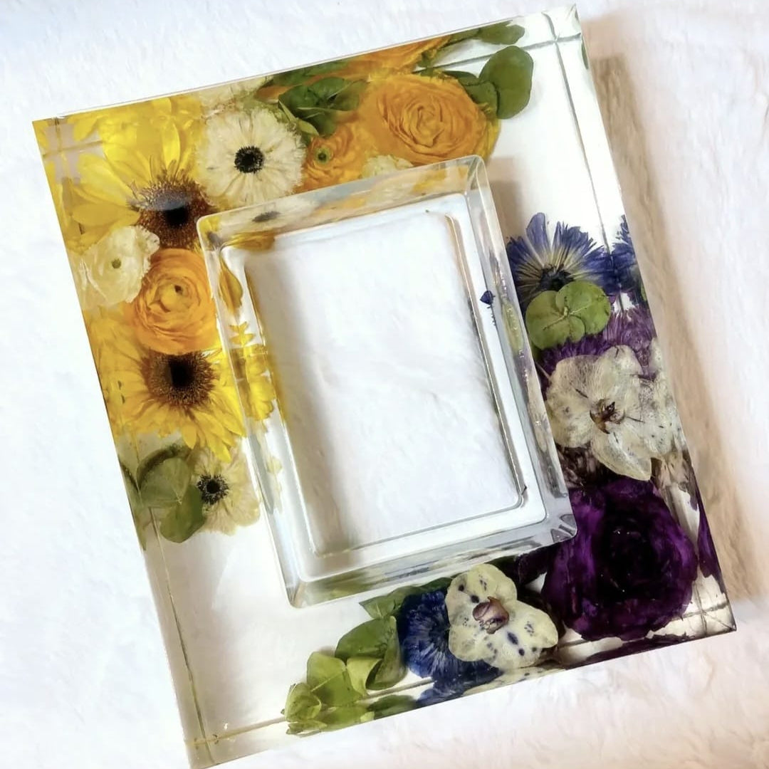 cornice jumbo in resina e fiori essiccati
