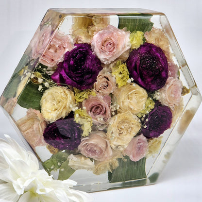 Bridal bouquet preservation - hexagonal shape