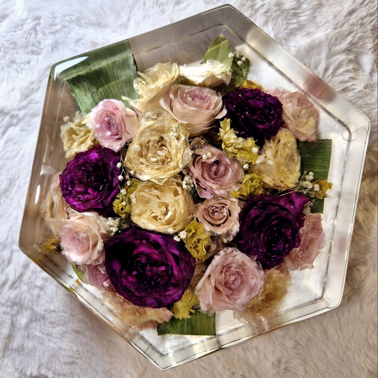 Bridal bouquet preservation - hexagonal shape