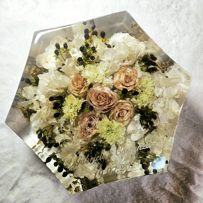 Bridal bouquet preservation - hexagonal shape