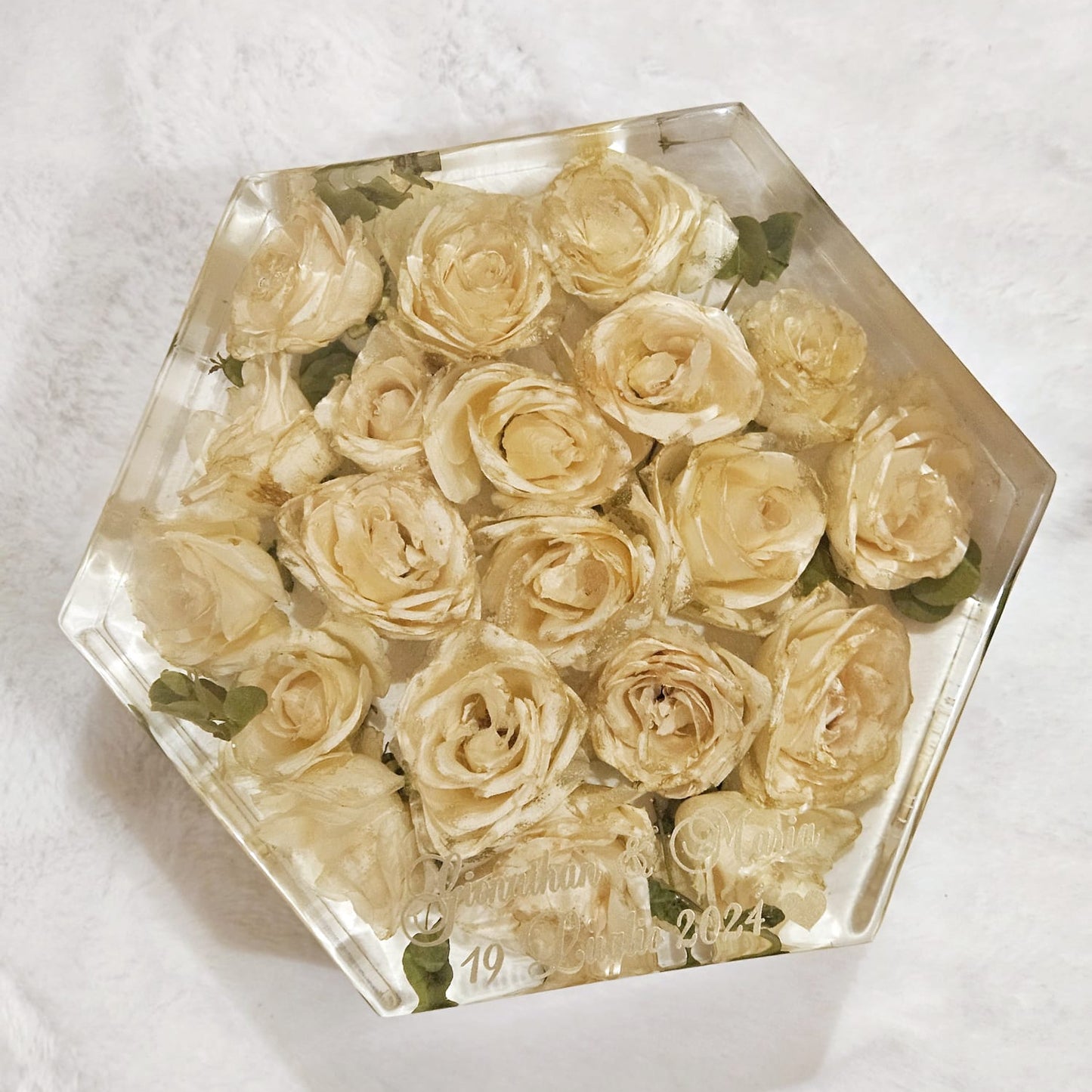 Bridal bouquet preservation - hexagonal shape