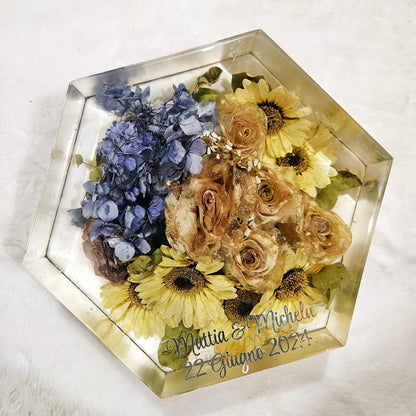 Bridal bouquet preservation - hexagonal shape