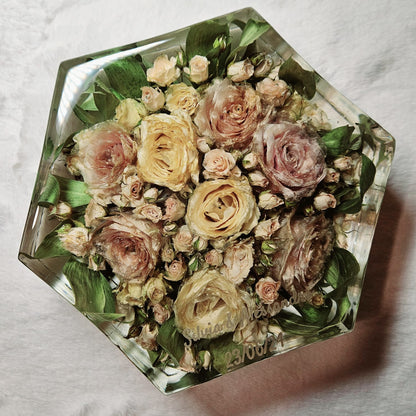 Bridal bouquet preservation - hexagonal shape