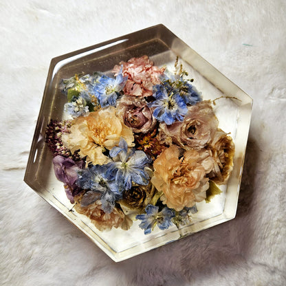 Bridal bouquet preservation - hexagonal shape