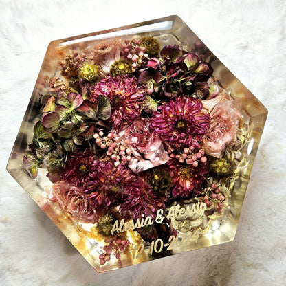 Bridal bouquet preservation - hexagonal shape