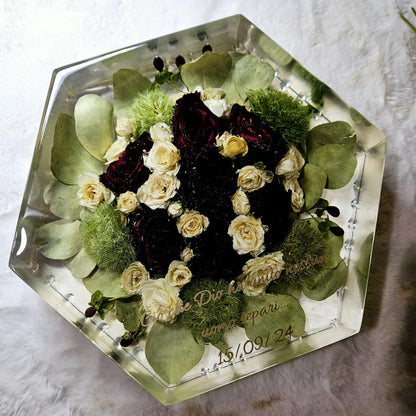 Bridal bouquet preservation - hexagonal shape