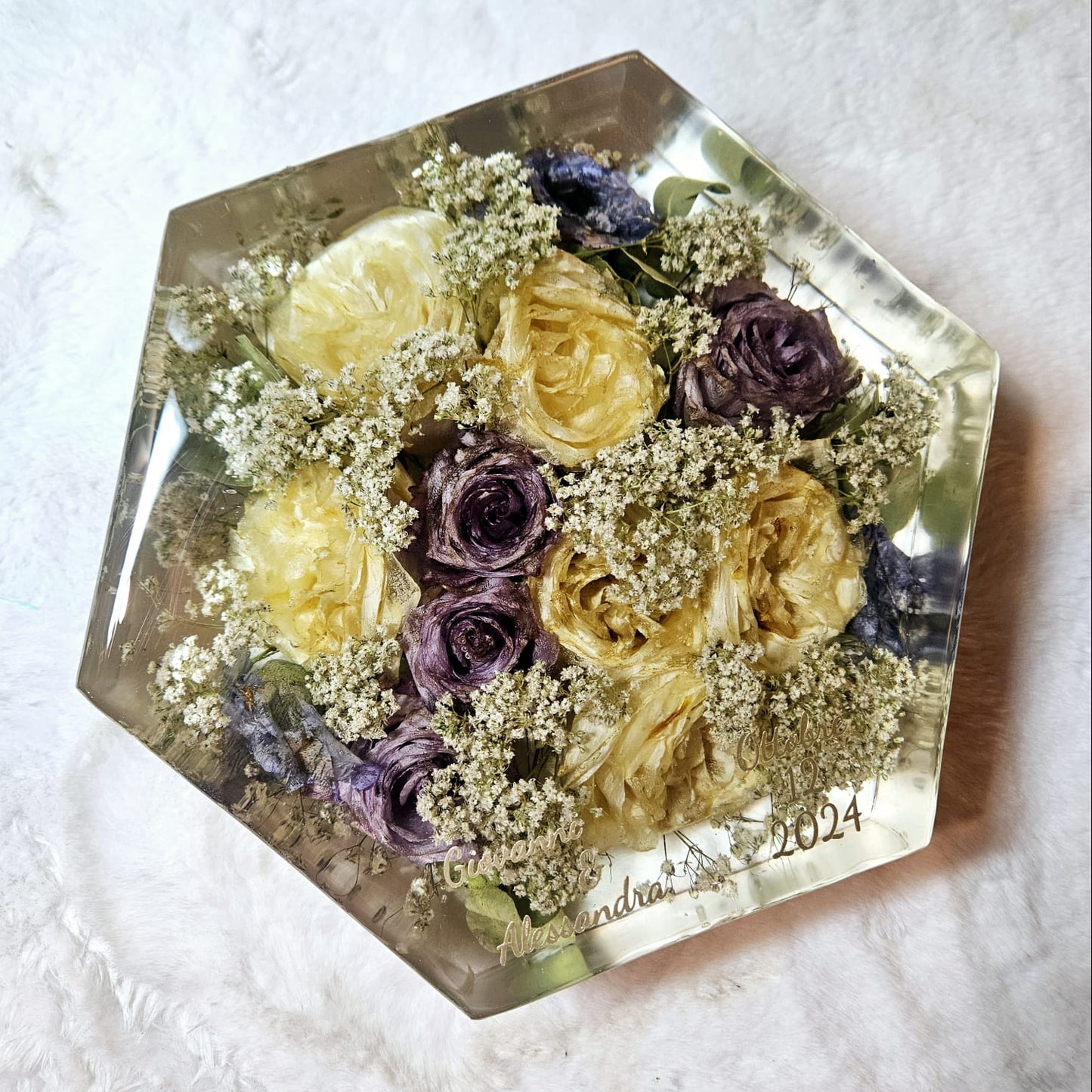 Bridal bouquet preservation - hexagonal shape