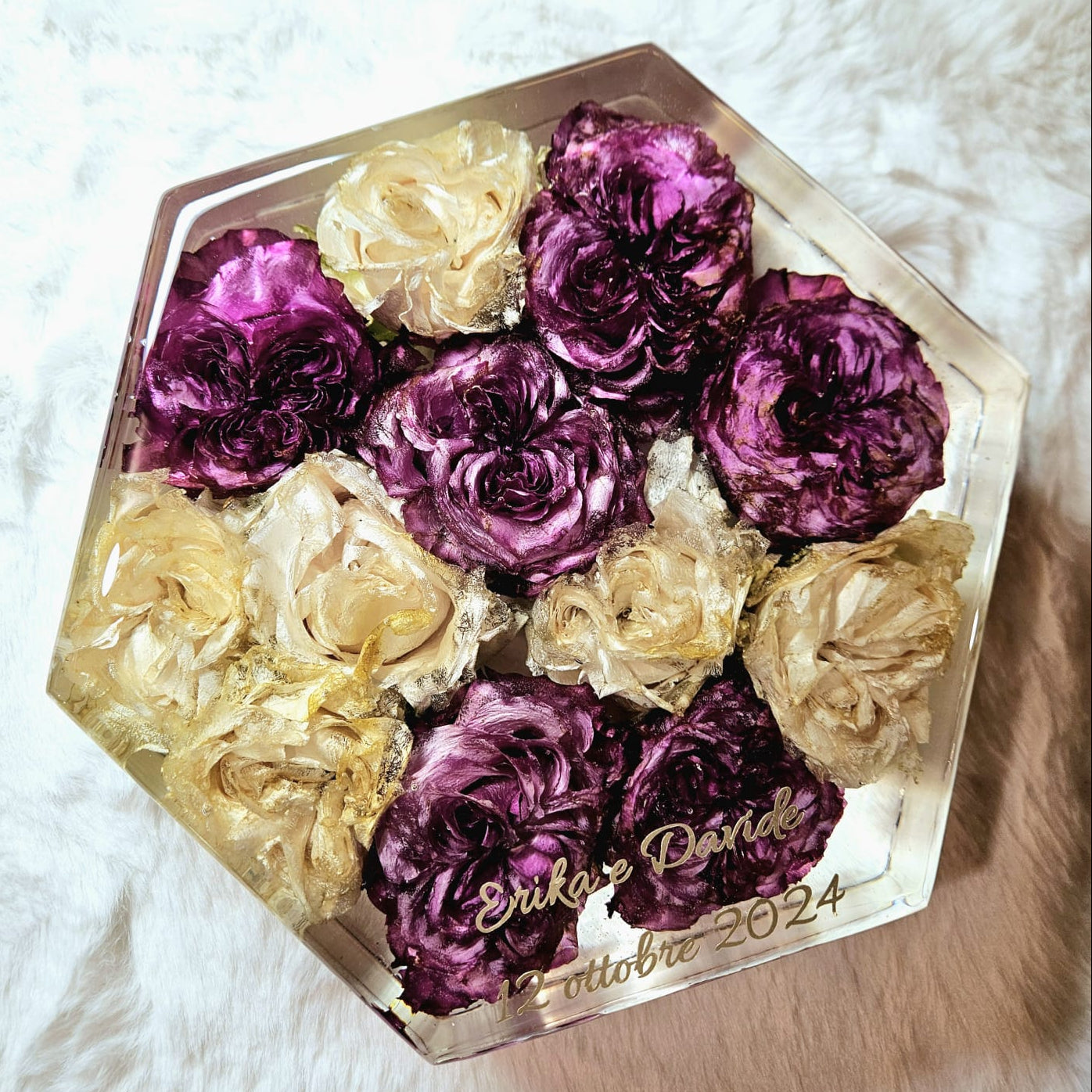 Bridal bouquet preservation - hexagonal shape