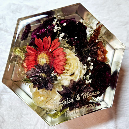 Bridal bouquet preservation - hexagonal shape