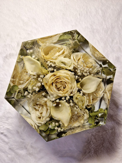Bridal bouquet preservation - hexagonal shape