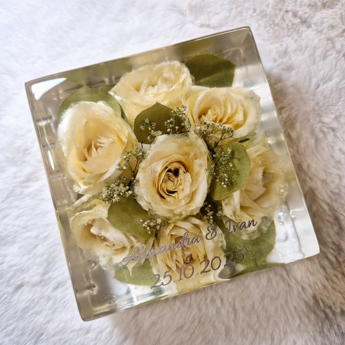 Conservazione bouquet sposa - forma quadrata