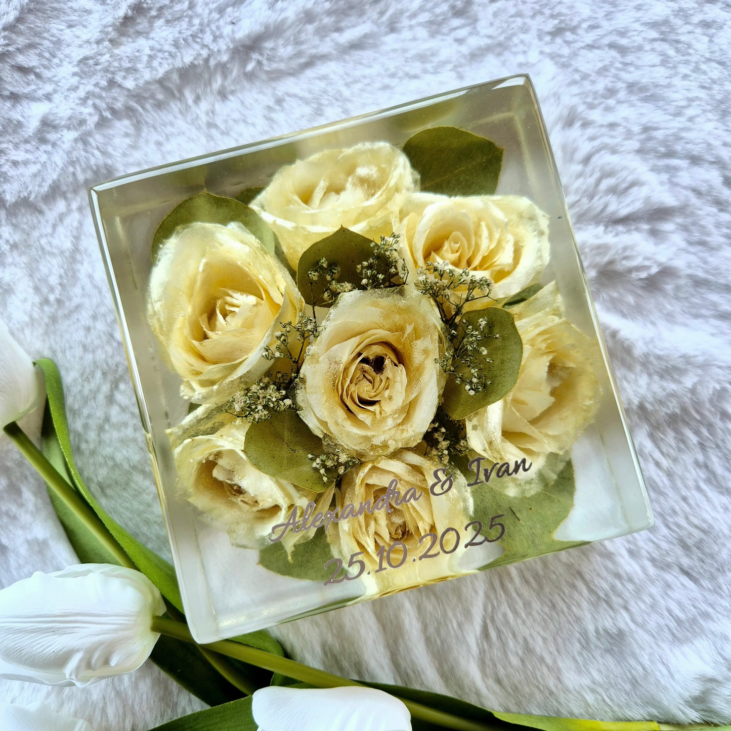 Conservazione bouquet sposa - forma quadrata