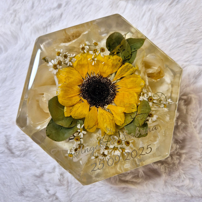 bouquet in resina forma esagonale