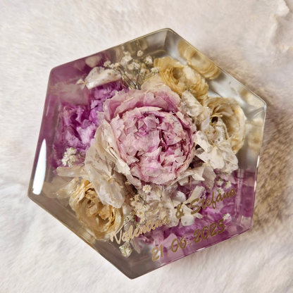 Bridal bouquet preservation - hexagonal shape