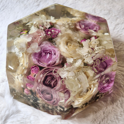 bouquet in resina forma esagonale