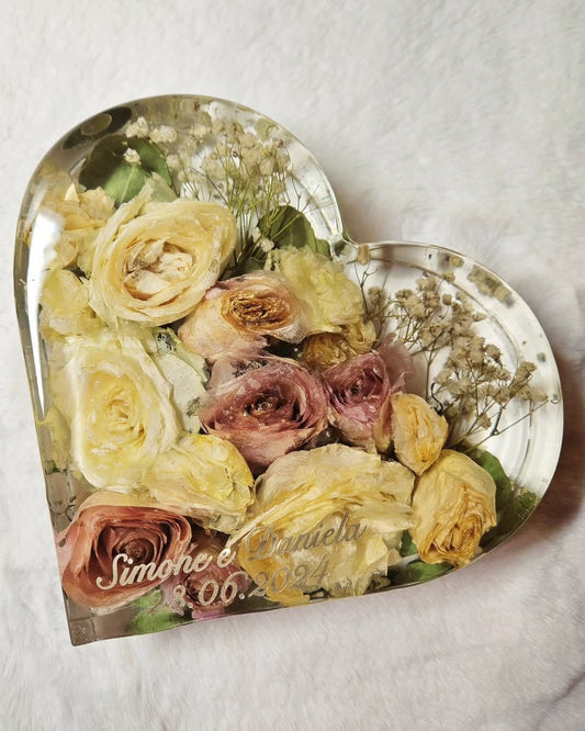Conservazione bouquet sposa - forma cuore