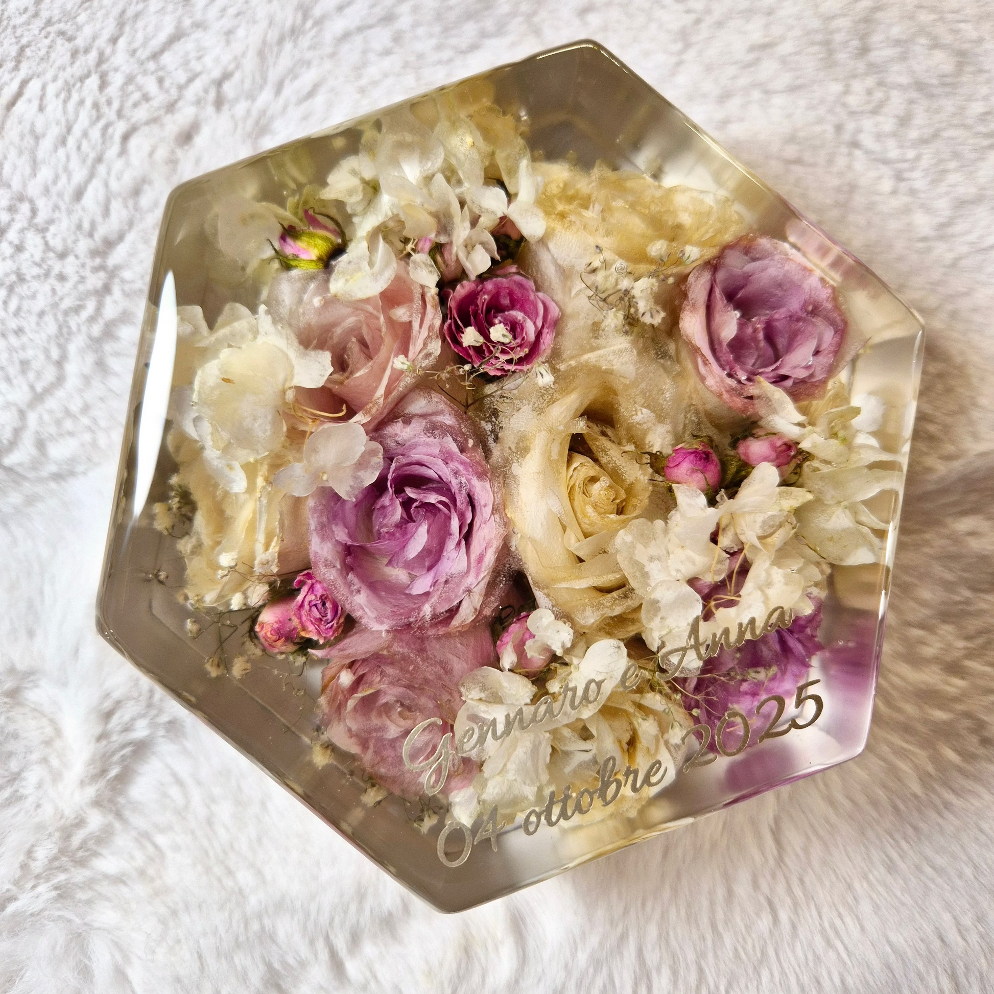 bouquet in resina esagonale