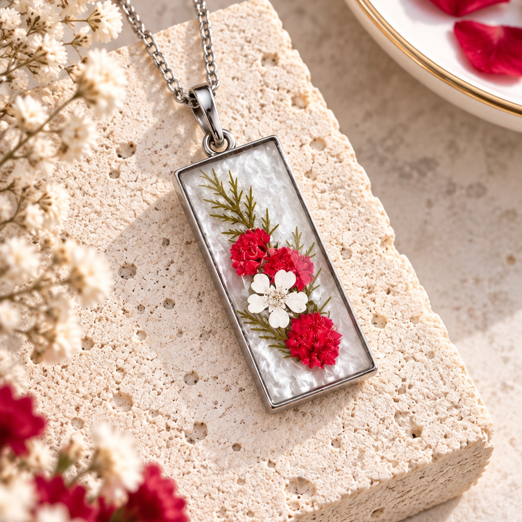 Ciondolo Hanami | Argento, fiori e resina