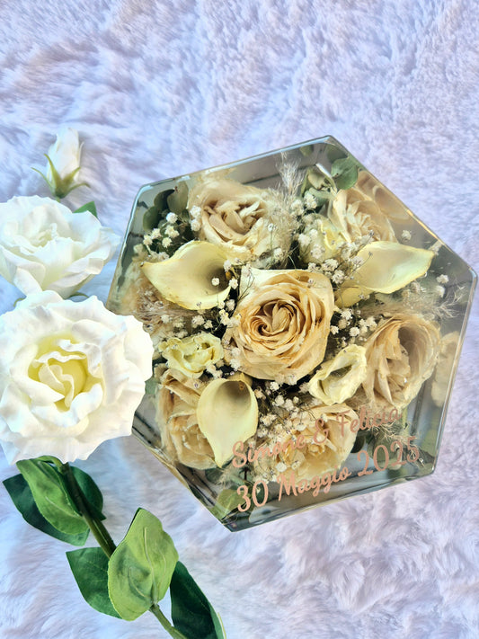 Conservazione bouquet sposa - forma esagonale