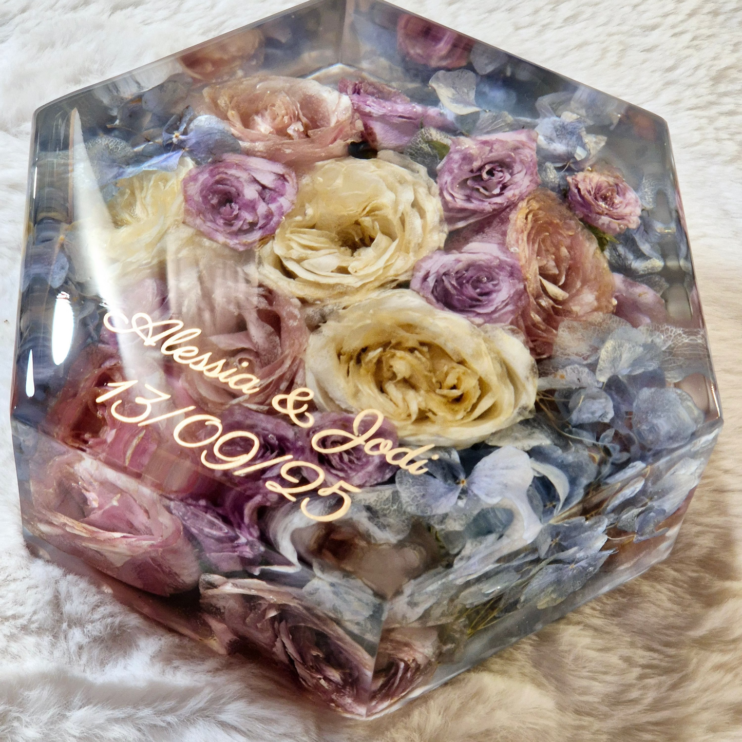 Bridal bouquet preservation - hexagonal shape