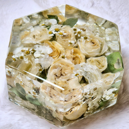 Bridal bouquet preservation - hexagonal shape