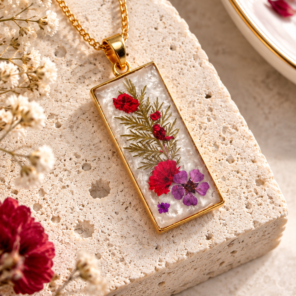 Ciondolo Hanami | Oro, fiori e resina