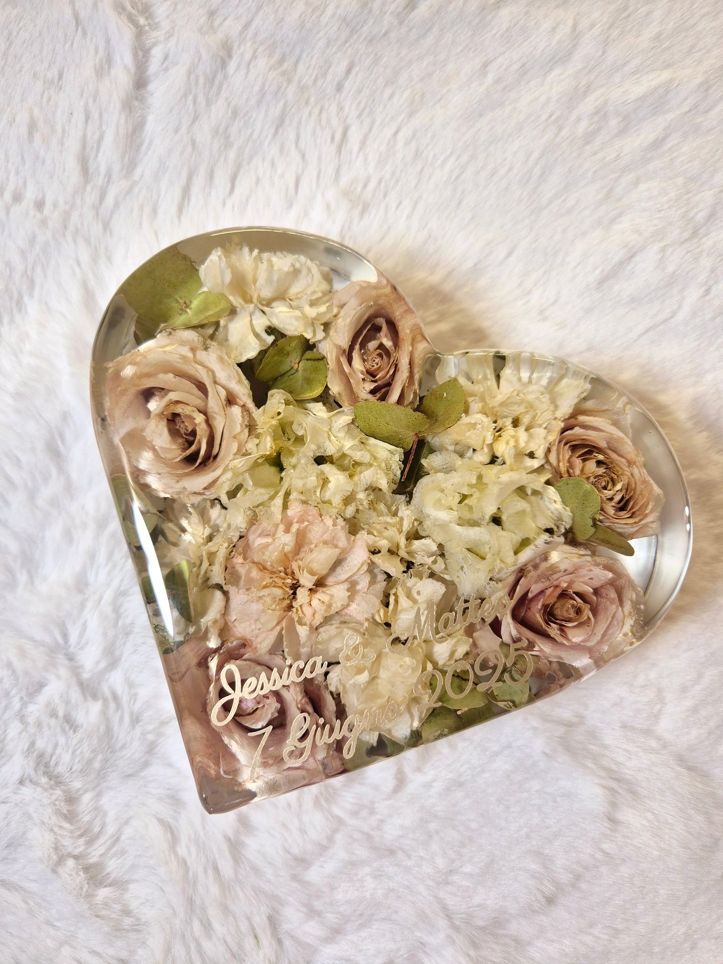 Preserving a bridal bouquet - heart shape