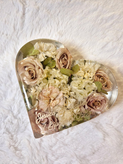 Preserving a bridal bouquet - heart shape