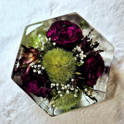 bouquet in resina forma esagonale