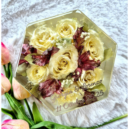 bouquet sposa in resina-esagono